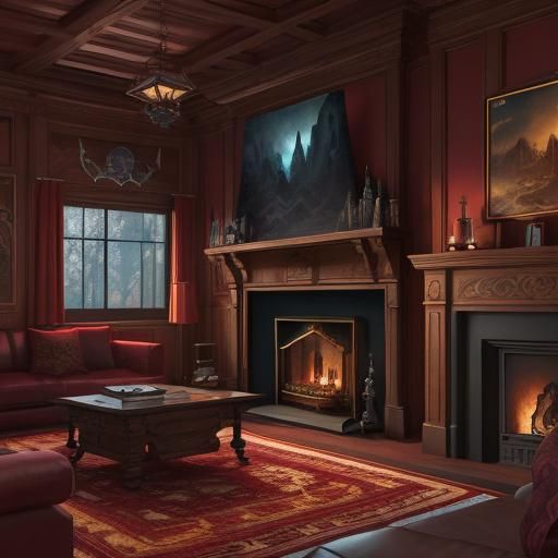 Magic Cabin Living Room in Detailed Matte Painting