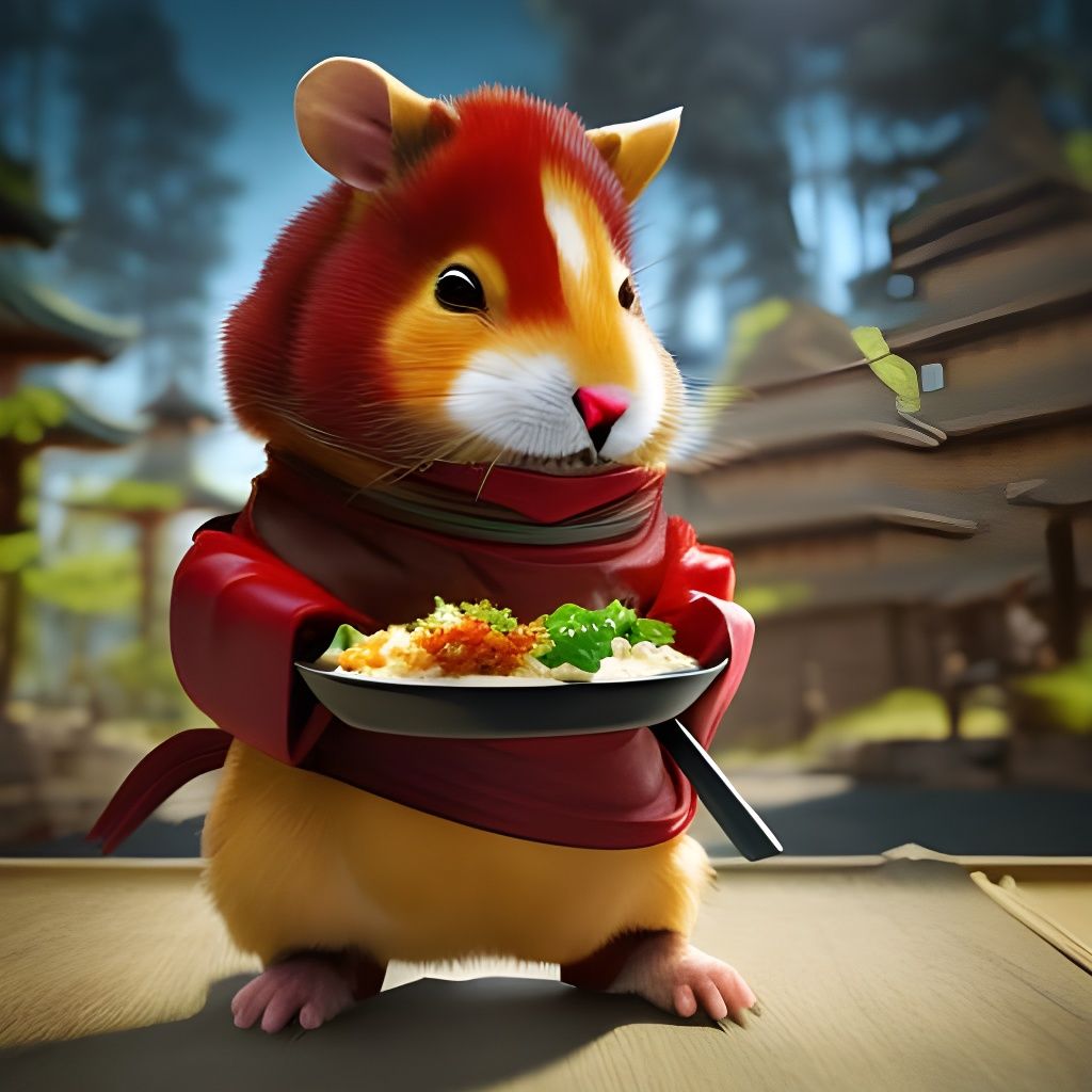 Hamster Ninja eating Sushi