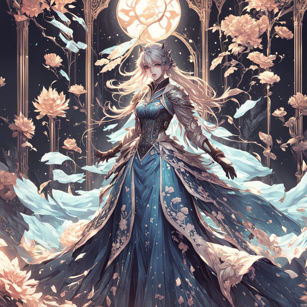 Woman at Masquerade in Enchanted Garden