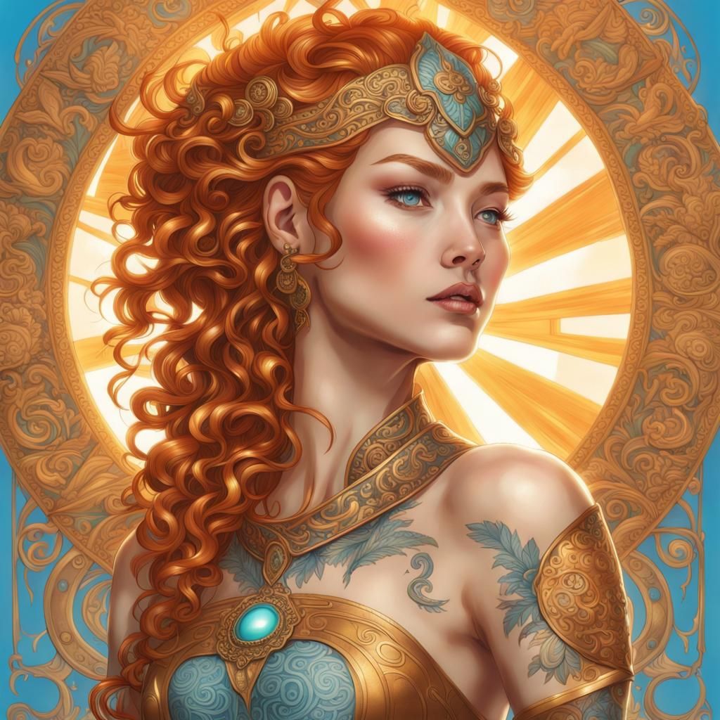 Asian Sun Goddess with Bronze Breastplate