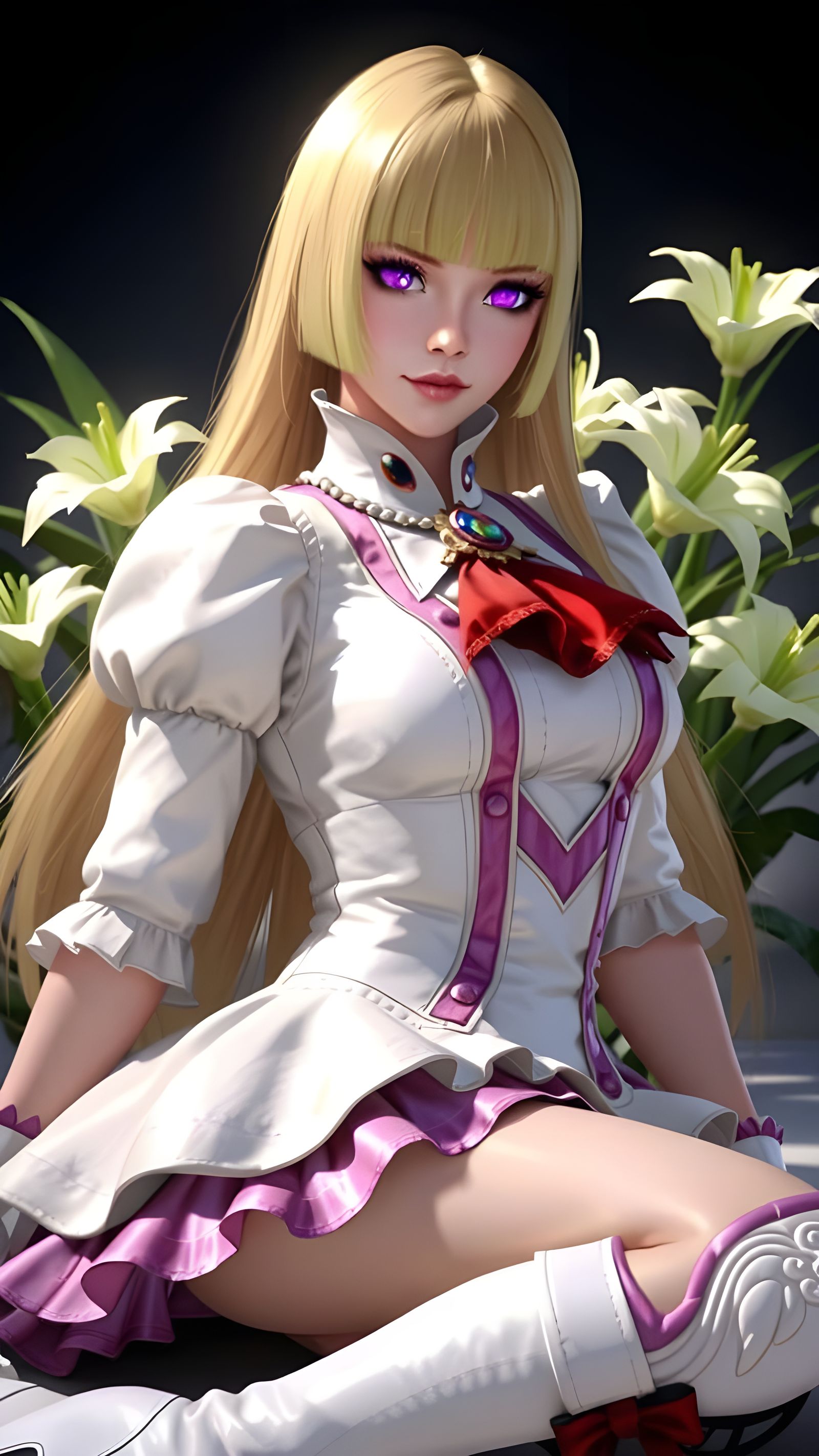 Emilie de Rochefort (Lily) in White Outfit