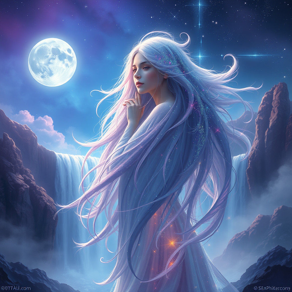 Mystical Goddess in Dreamlike Landscape: Fantasy Art