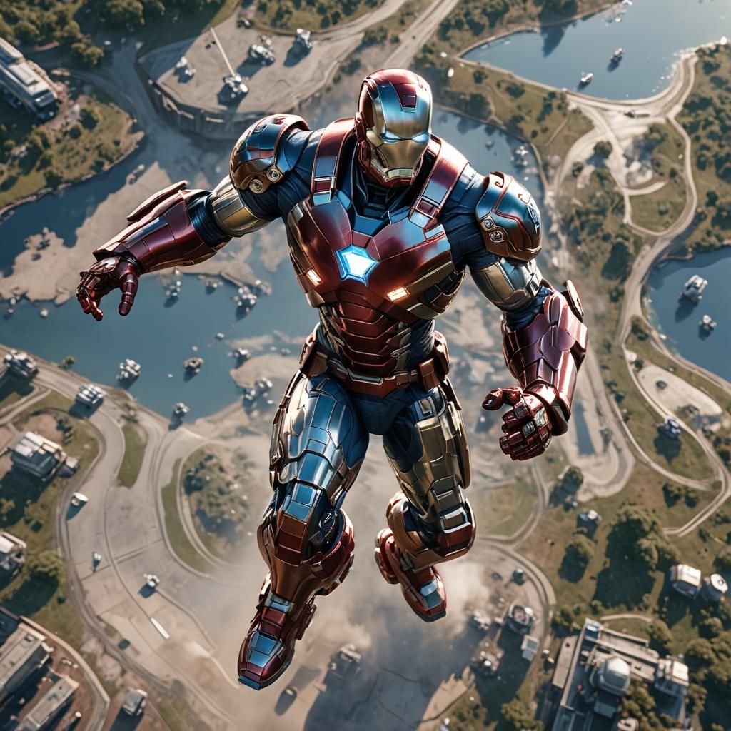 Ironman flying in the clear sky