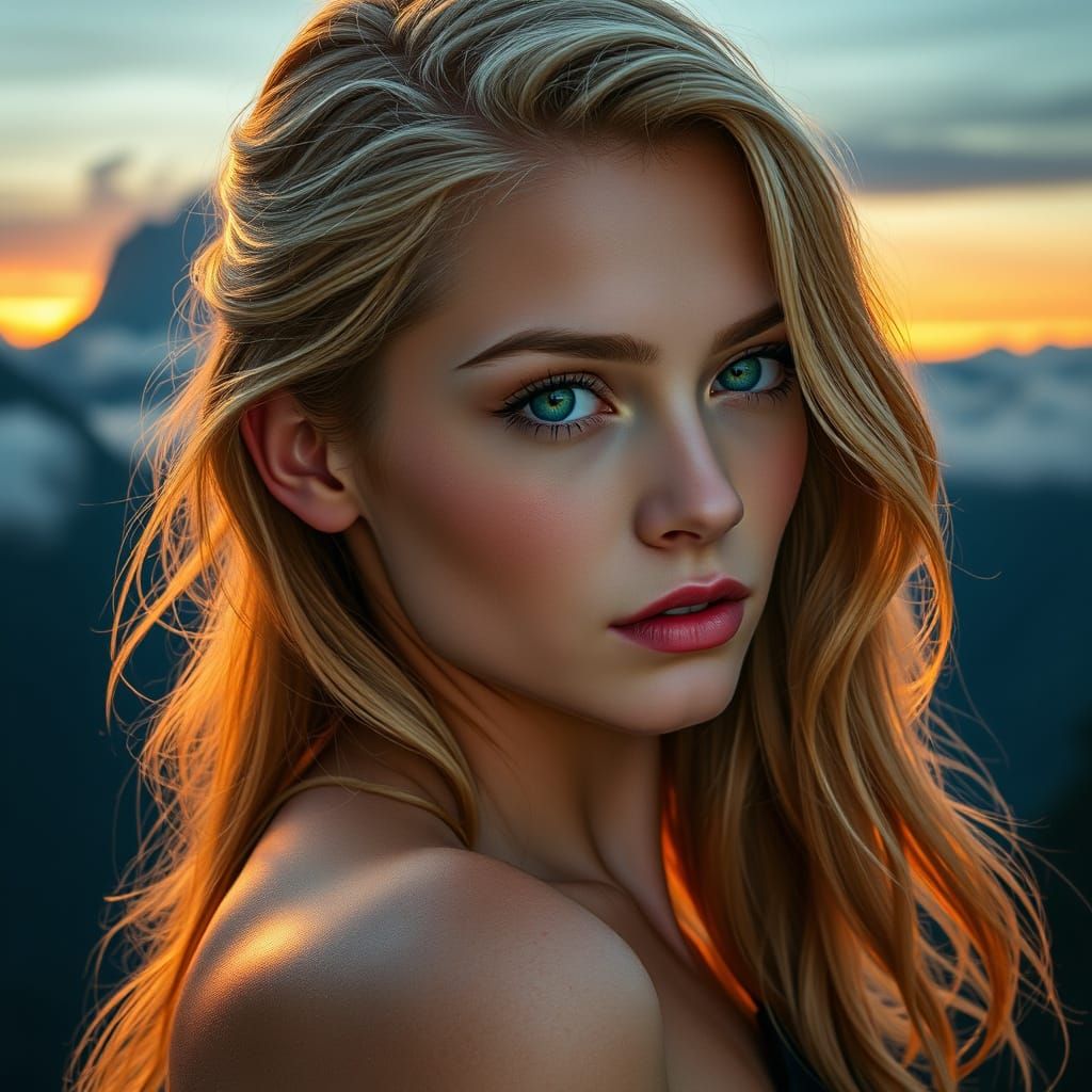 Ethereal Watercolor Portrait of a Resplendent Young Woman