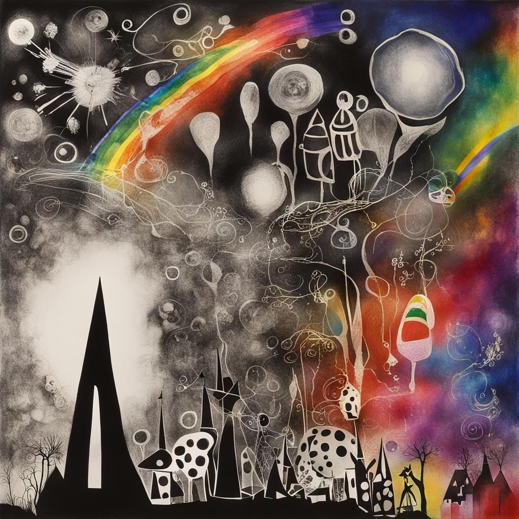 Surreal Rayograph with Rainbow Fairy, Abstract Art