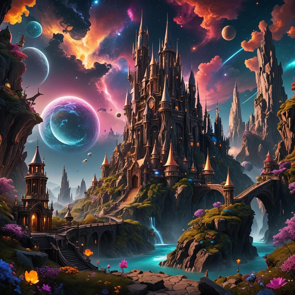 Cosmic Dreams: Detailed Fantasy Art in Deep Color