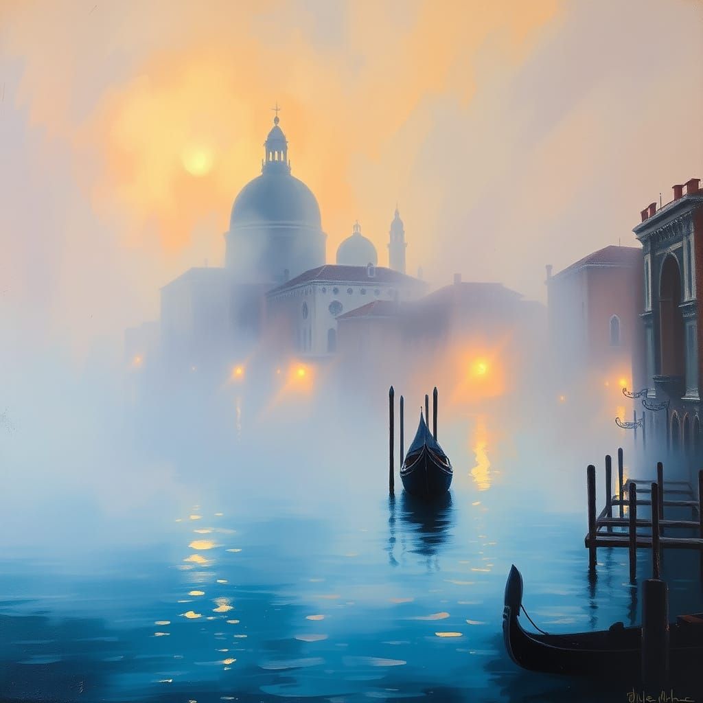 Misty Venice in Impressionistic Style