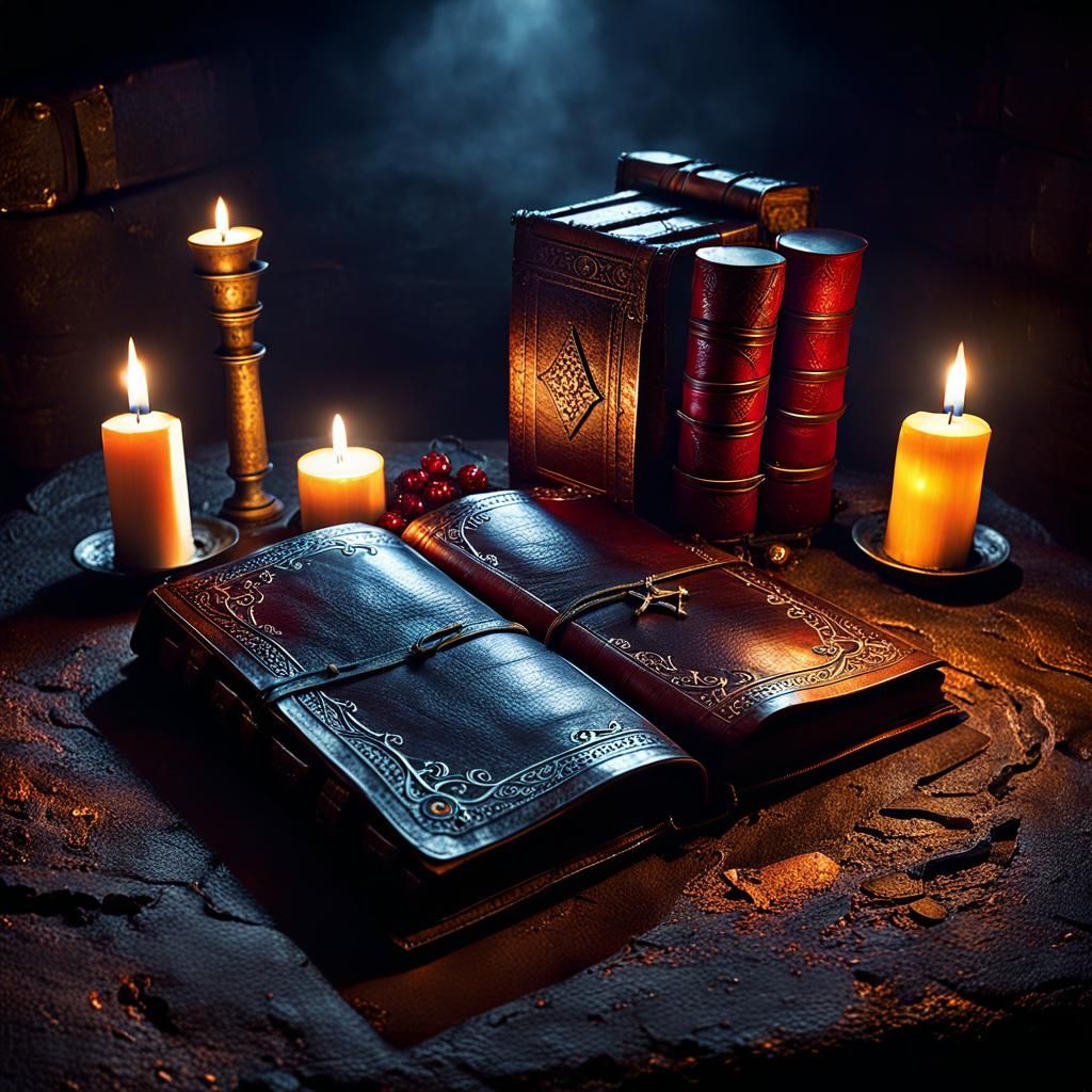 Mystical Spell Book in Catacombs, Glitchcore Art