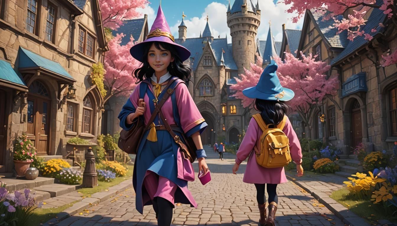 Young Wizard Walks to School: Fantasy Concept Art