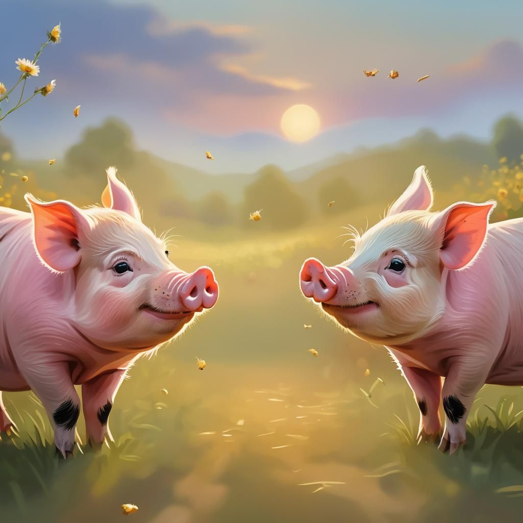 Happy Pigs on the Farm