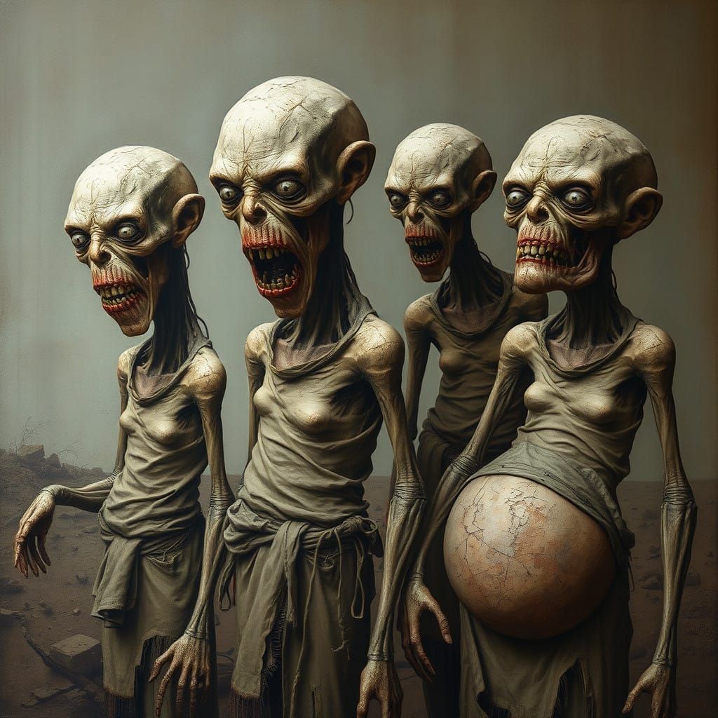 Distorted Human Figures in Kvium-Inspired Style