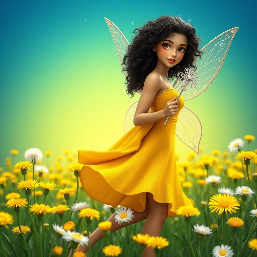Whimsical Fairy in a Sunny Meadow