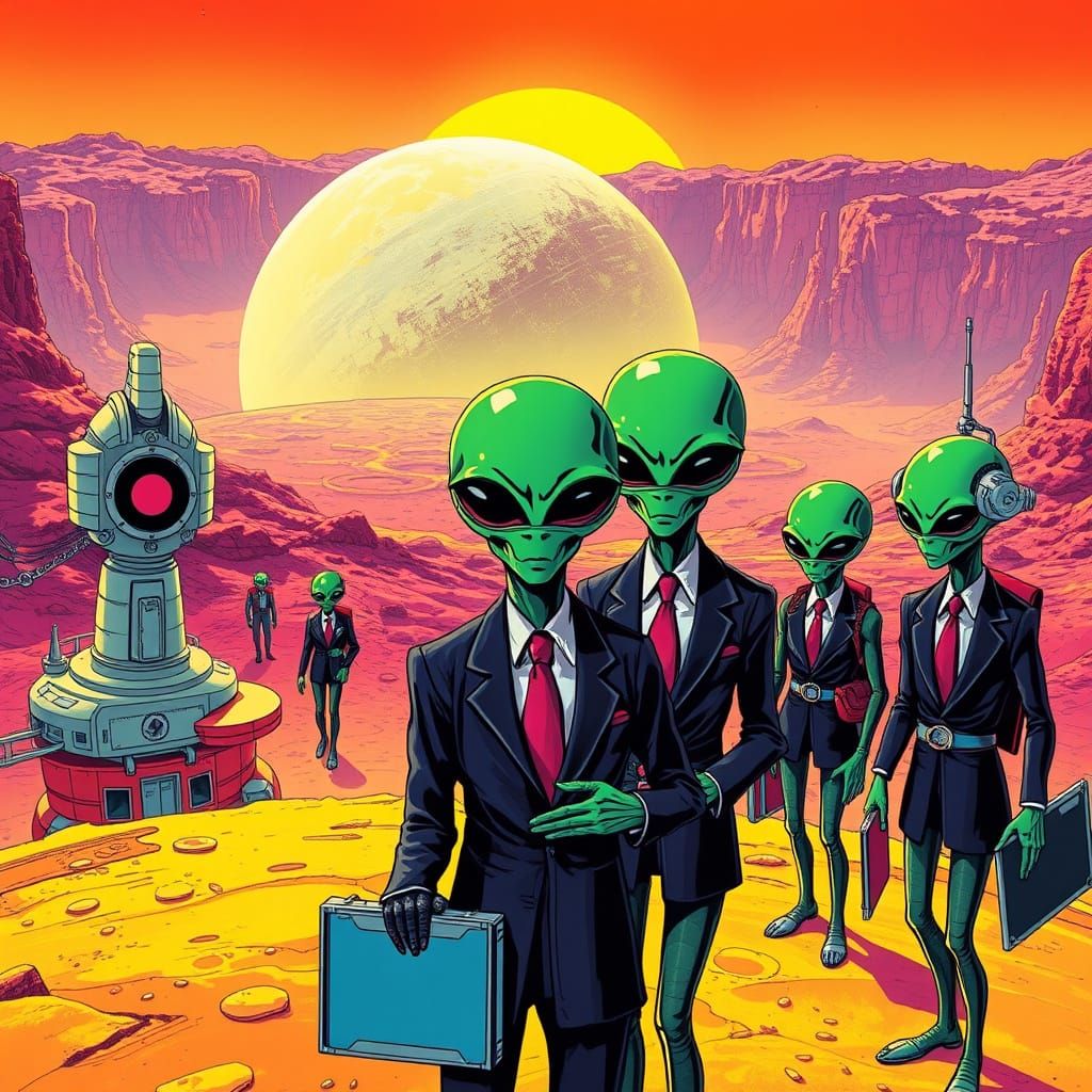 Aliens in Futuristic School on Mercury's Scorching Surface