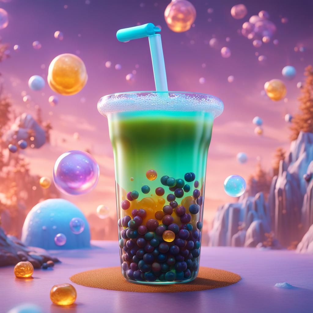 Detailed Matte Painting of Bubble Tea