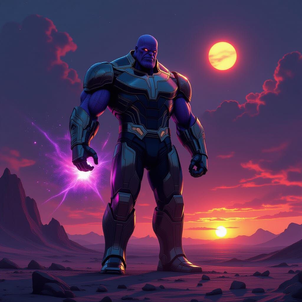 Chrome Titan With Celestial Carvings on Alien Planet