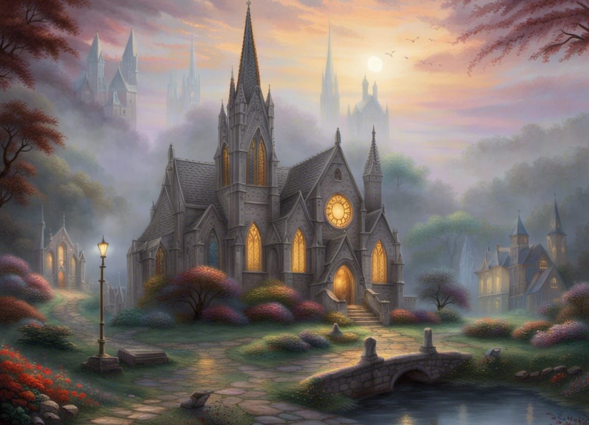 Ethereal Gothic Churches on Floating Islands