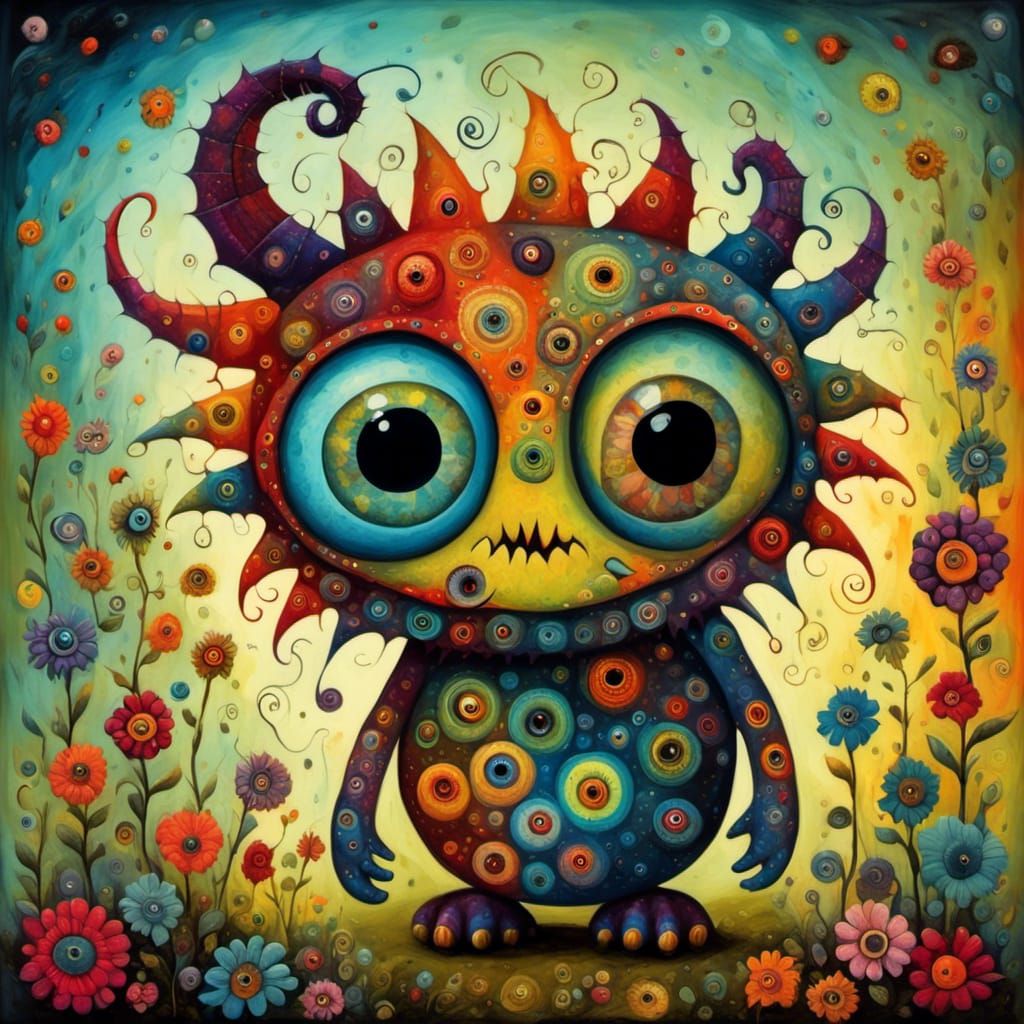 Psychedelic Patchwork Monster Inspired by Tim Burton