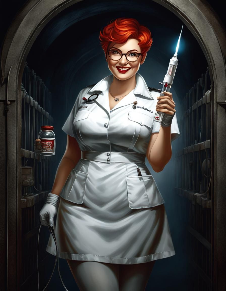 Dark Horror Portrait of a Scary Nurse