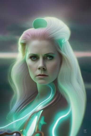 Bioluminescent Lightning Woman Portrait, Detailed Matte Pain...