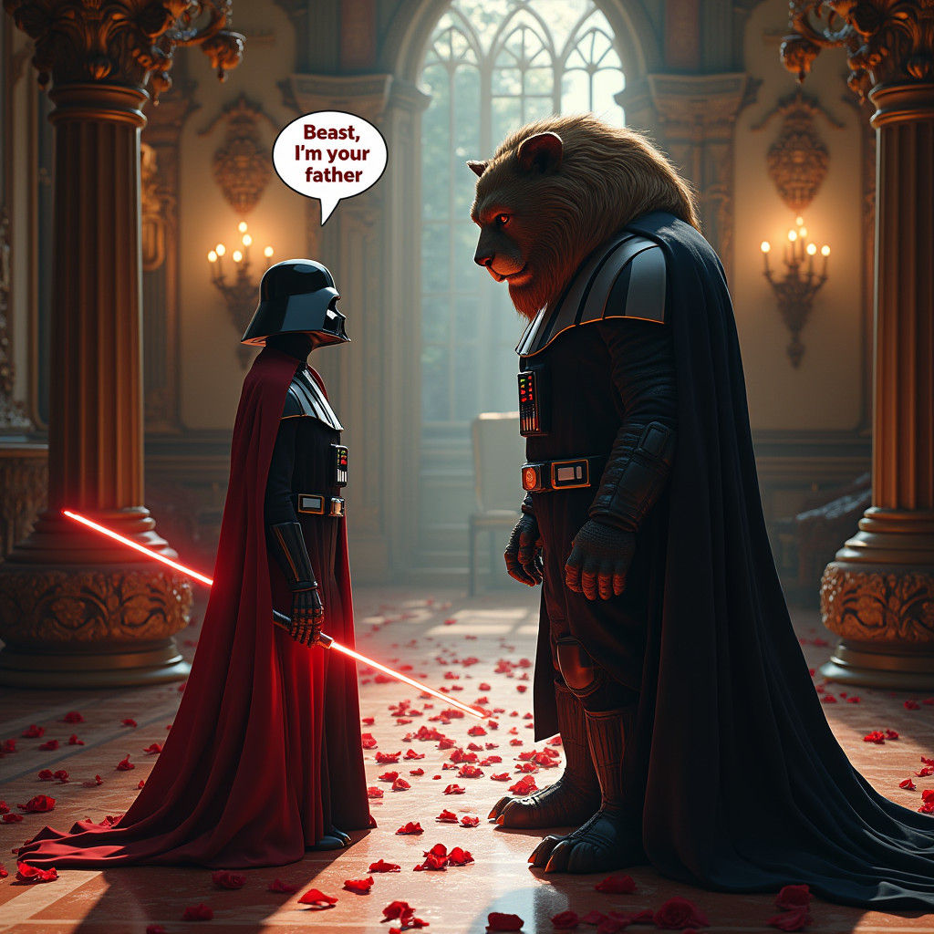 Darth Vader Confronts the Beast in Enchanted Castle