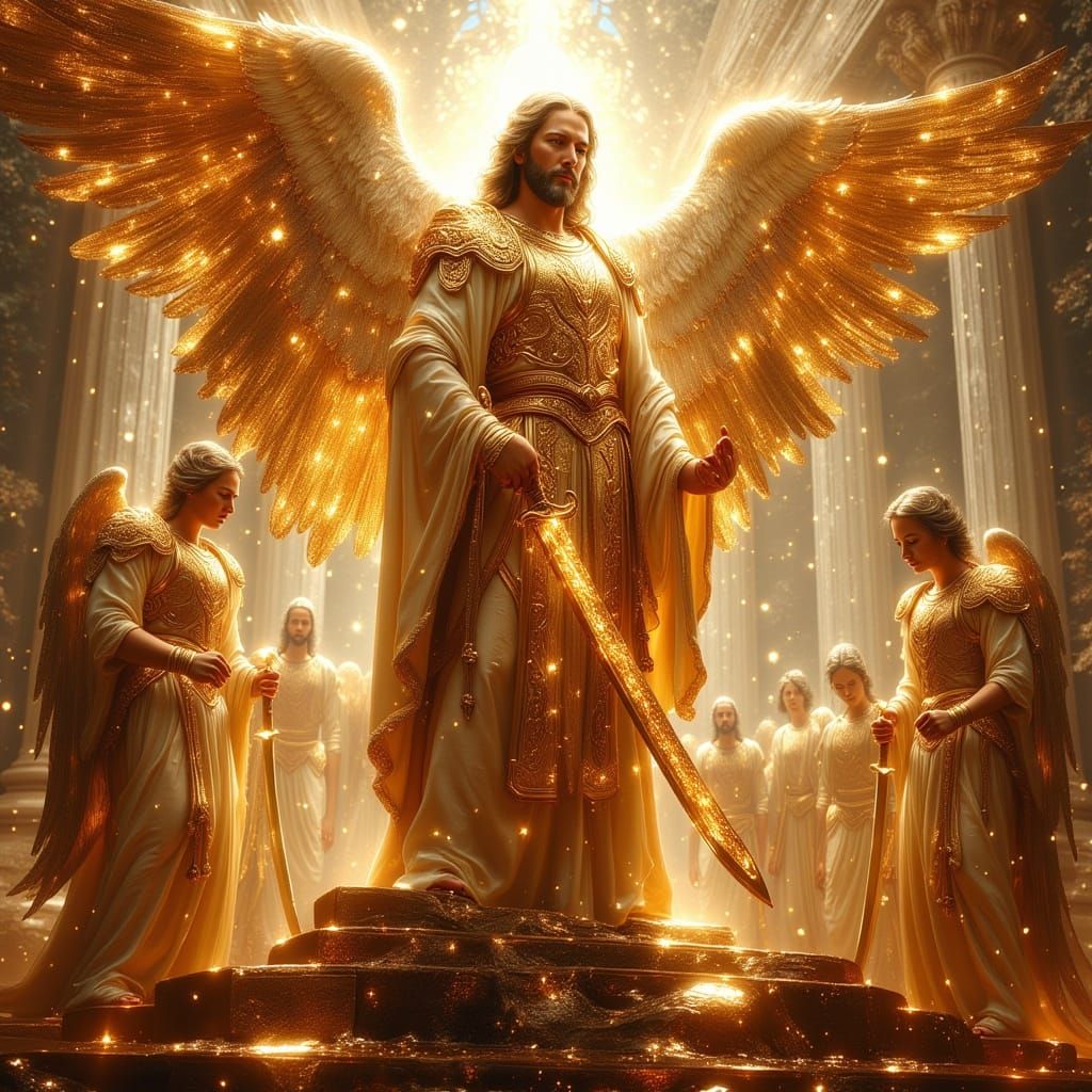 Jesus Warrior in Opal Armor with Celestial Sword