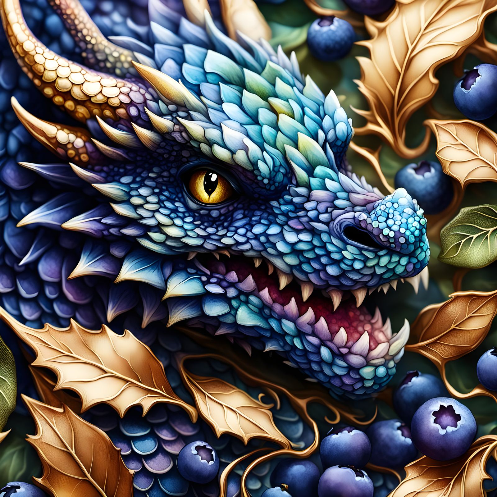 Blueberry Dragon: A Whimsical Textural Fusion