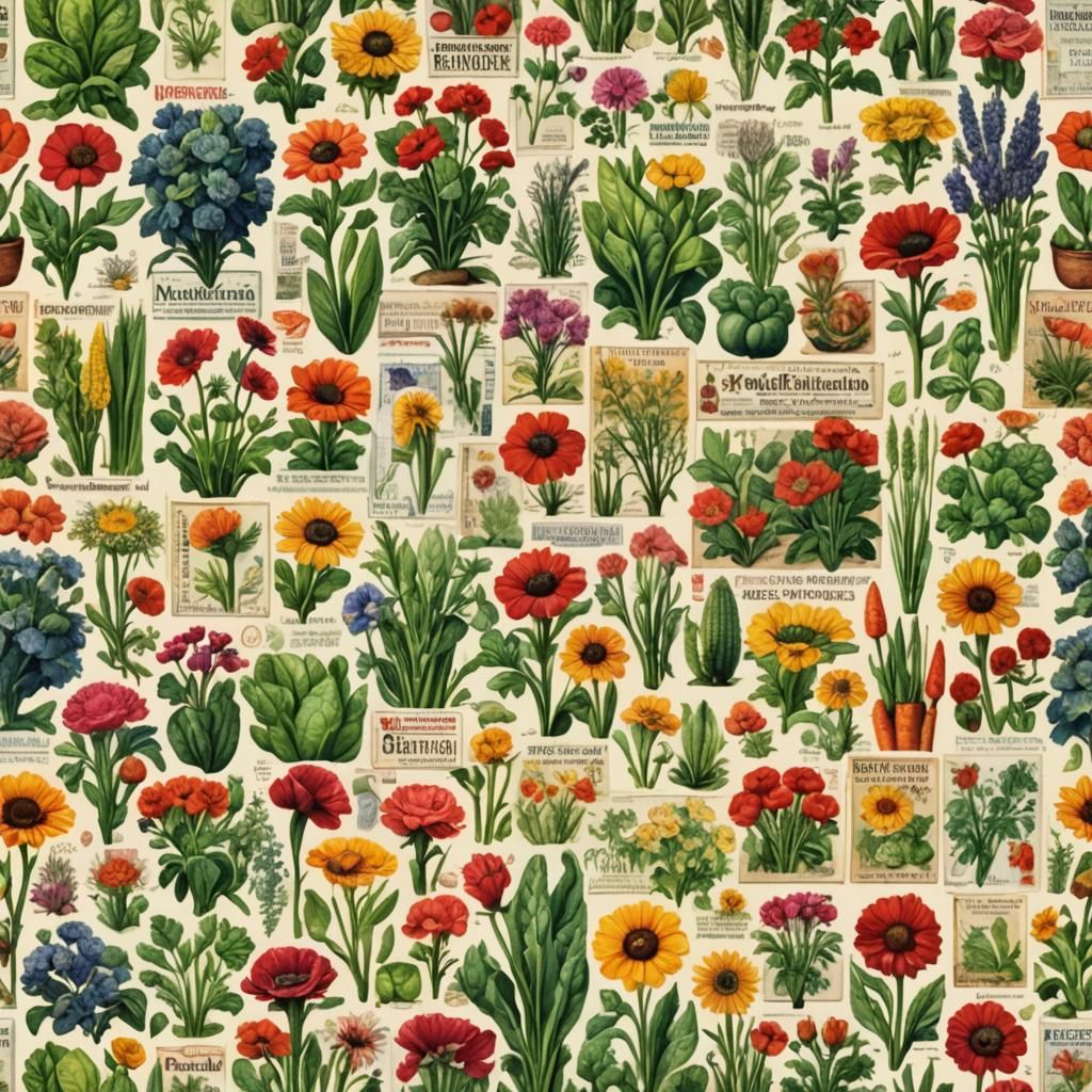 Vintage Seed Packet Stickers in Watercolor Style