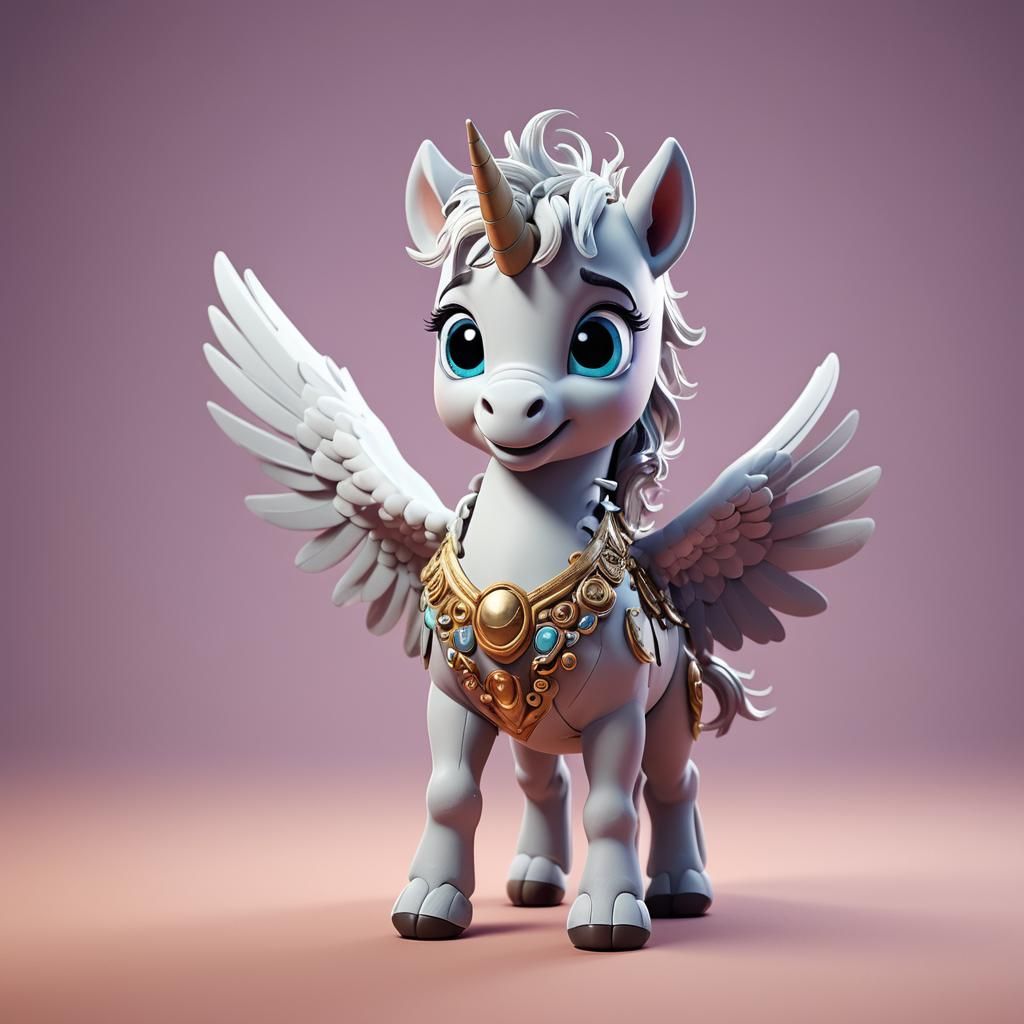 Adorable Baby Pegasus in Modern 3D Style