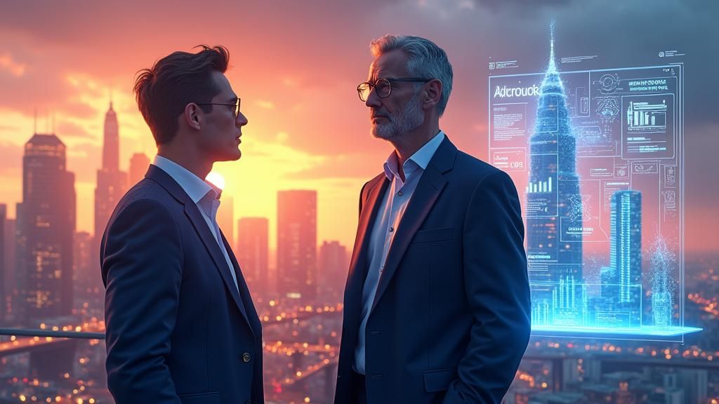 Futuristic Manager Coaching Session in Comic Book Style