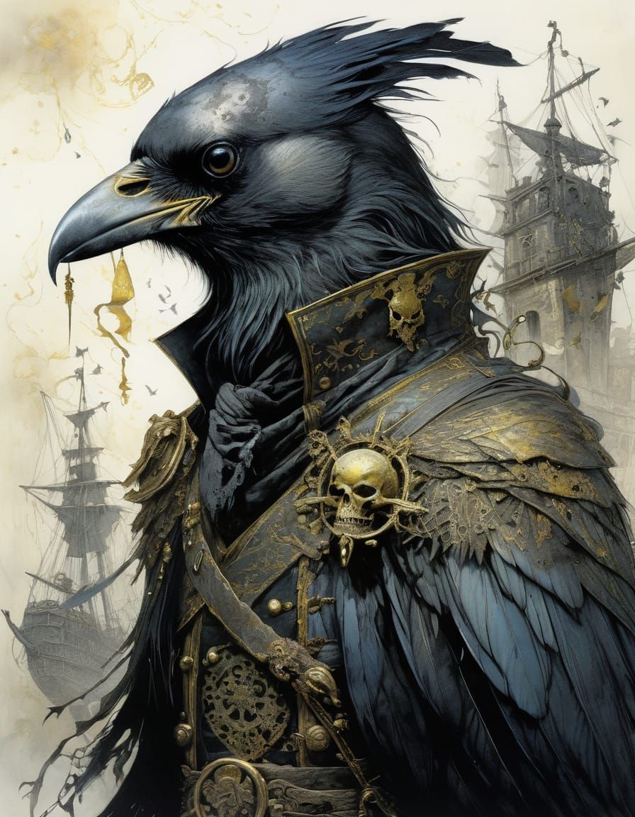 Pirate Crow in Dark Fantasy Style
