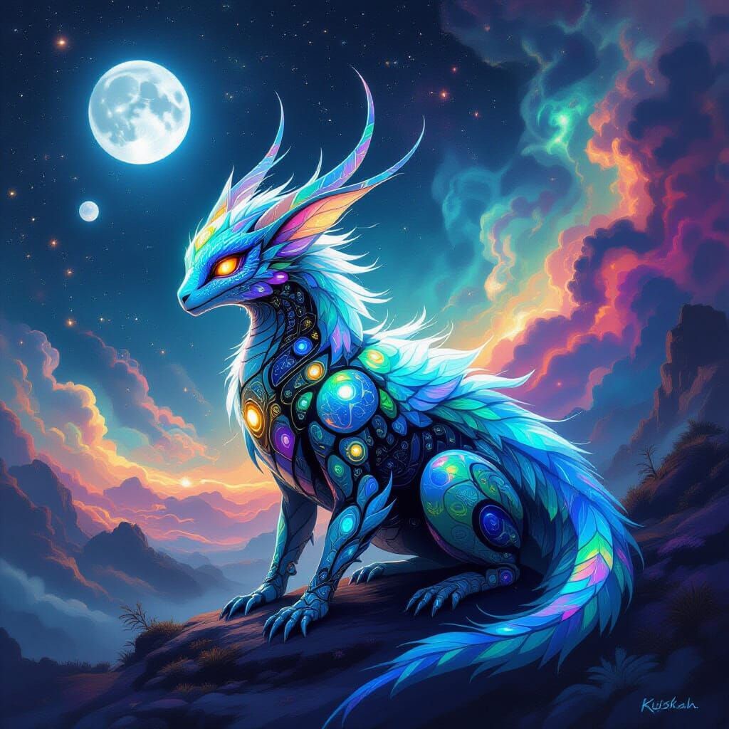 Ethereal Kuishiklach Creature in Cosmic Digital Painting