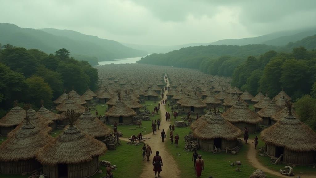 Ancient London Celtic Settlement Aerial View in a Raw and Un...