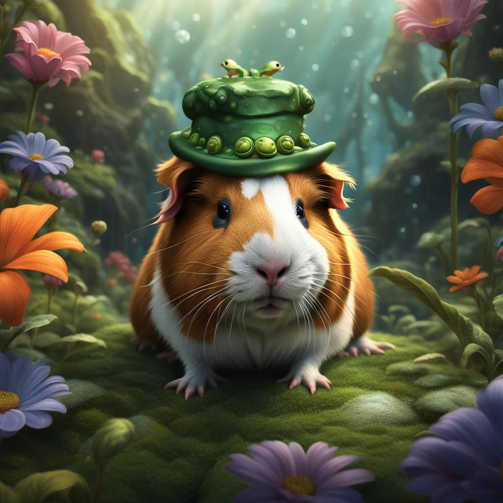 Guinea Pig in Frog Hat: Fantasy Concept Art