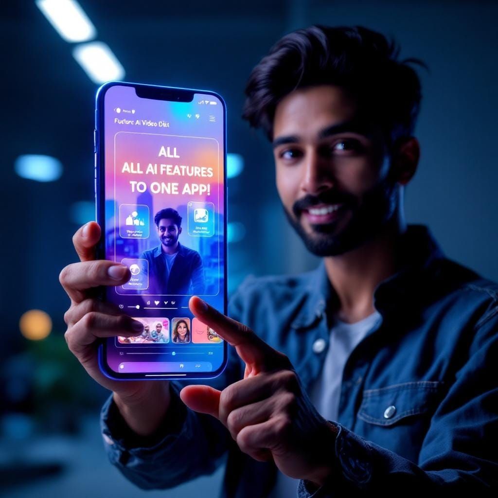 Futuristic AI Video Editing App Interface