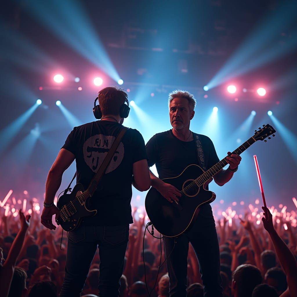 Epic Concert Scene with Sweeping Spotlights