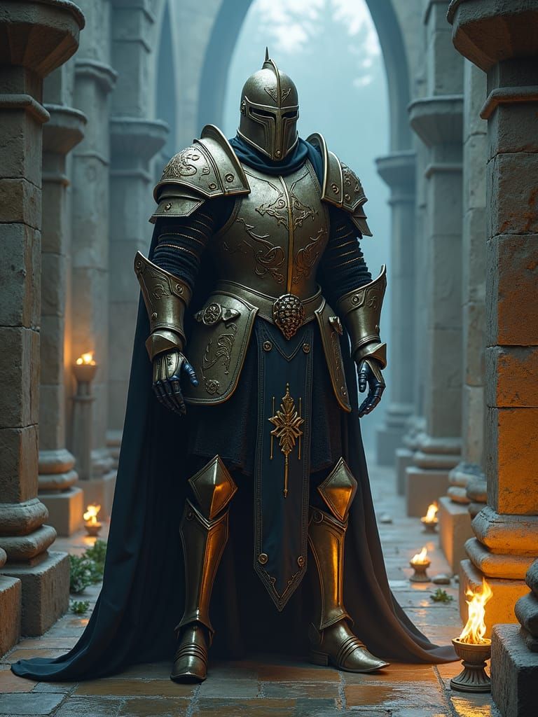 Medieval Knight in Bone Armor, Dark Fantasy Art