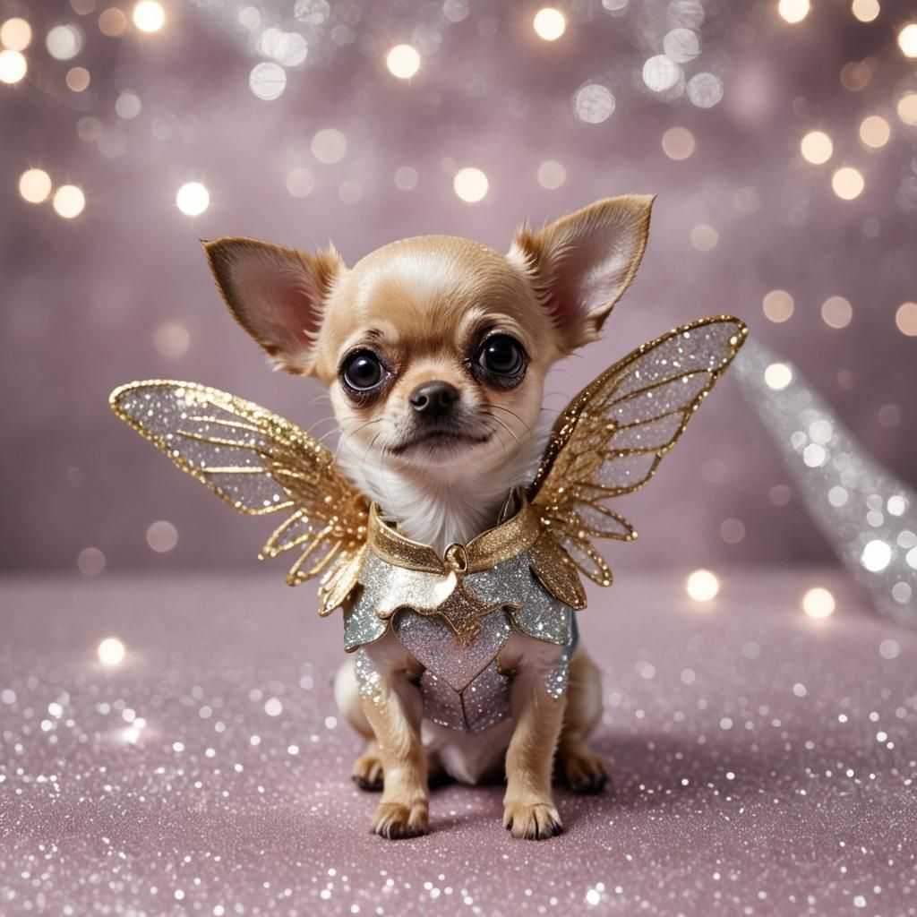 Chihuahua with Wings in Elf's Arms