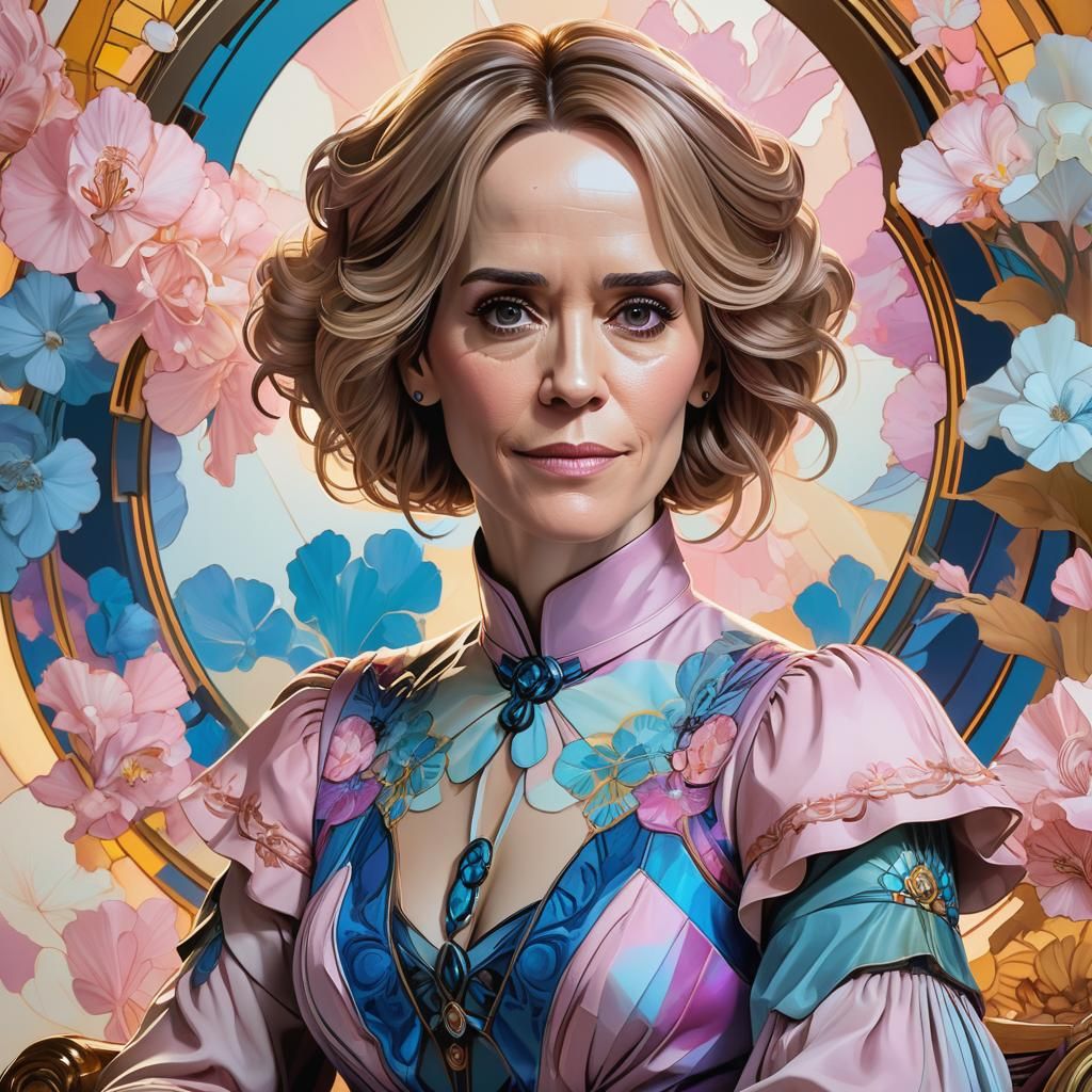 Elegant Portrait Inspired by Art Nouveau and Dark Fantasy