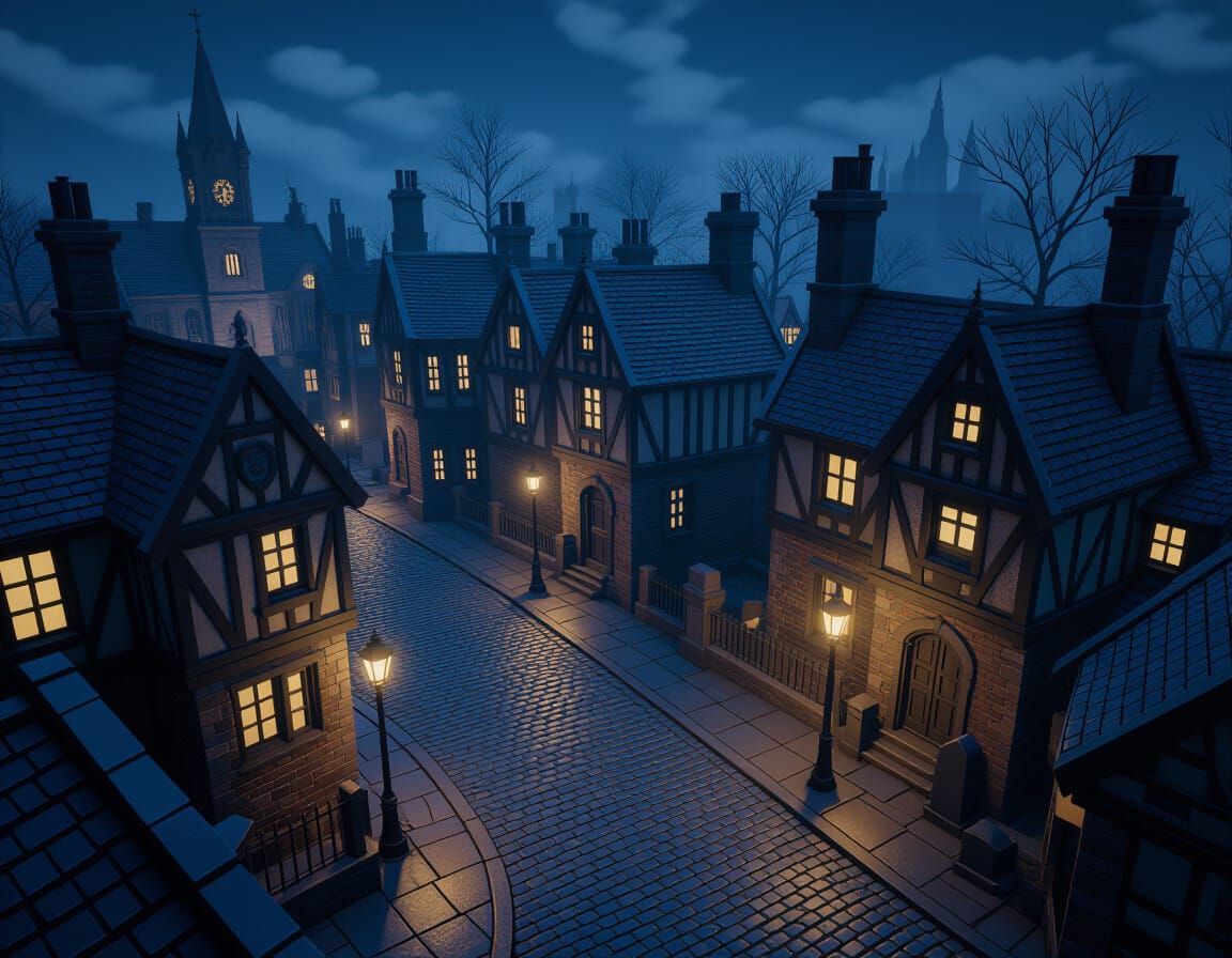 Victorian Village Board Game Concept Art