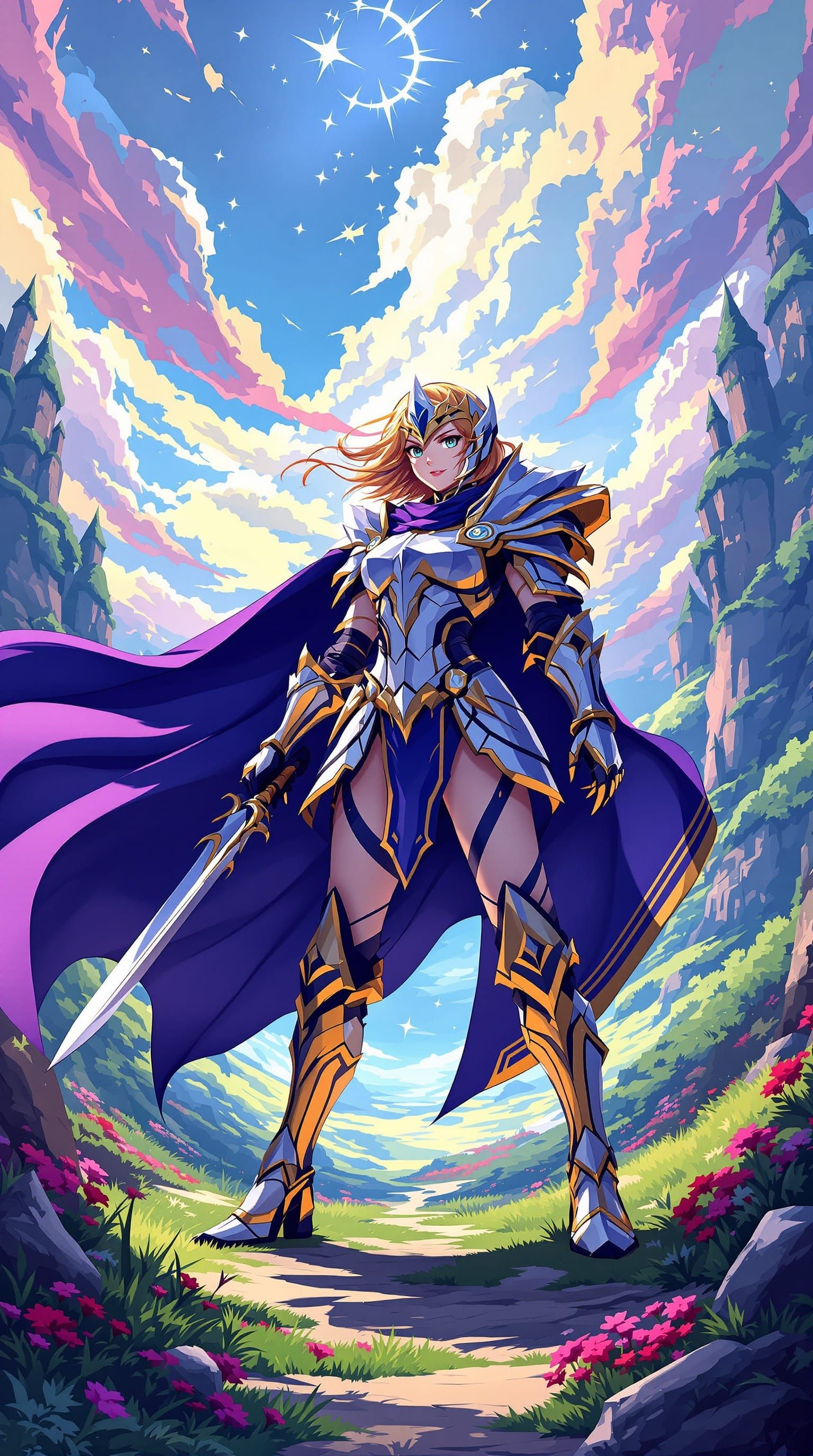 Magical Knight Girl in Dynamic Manga Style