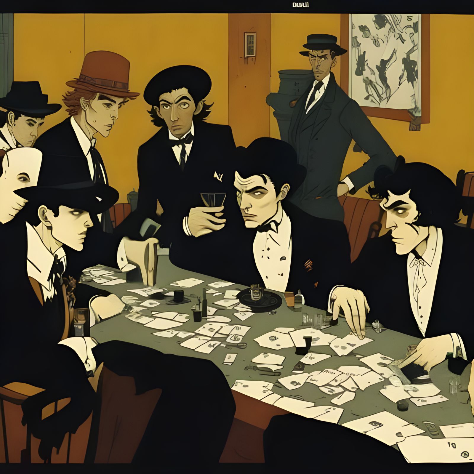 Mafia Royalty Poker Game in Film Noir Style