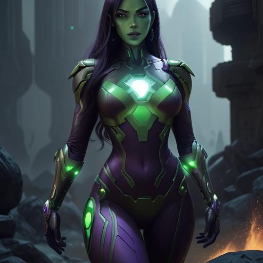 Shego in Ironman Armor with Green Fire