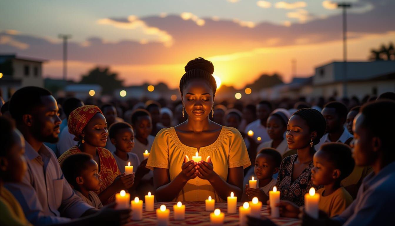 Nigerian Candlelight Vigil at Sunset