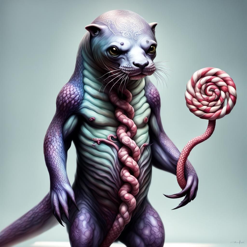 Zombiecore Sealion with Snake Arms: Bio Art Experiment