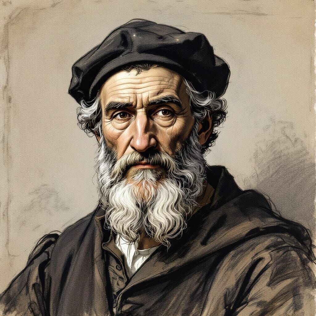 Michelangelo's First Love: A Charcoal Portrait