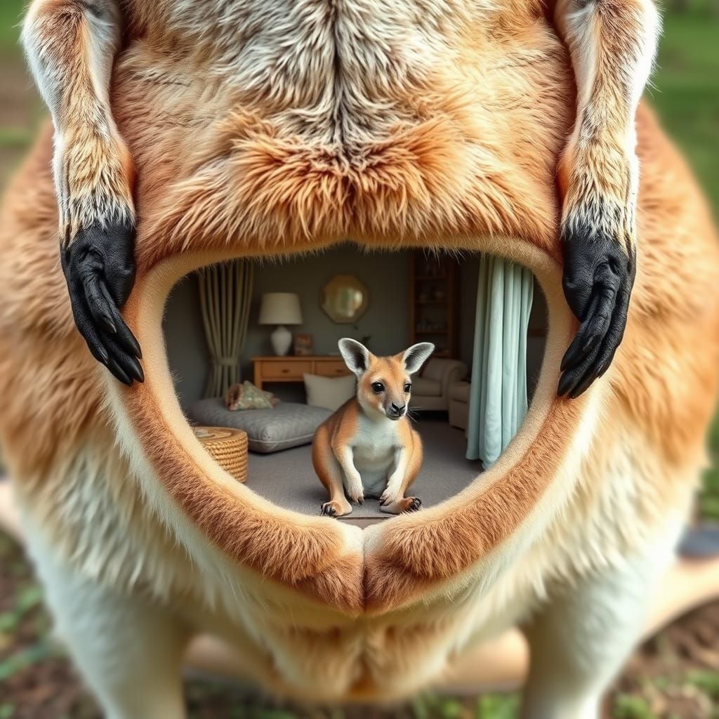 Kangaroo Pouch Reveals Miniature Living Room