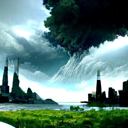 Detailed Matte Painting of a Natural Disaster