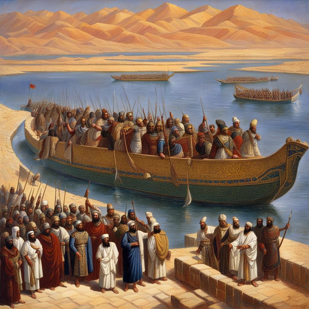 Nile-Red Sea Canal Construction as Historical Painting
