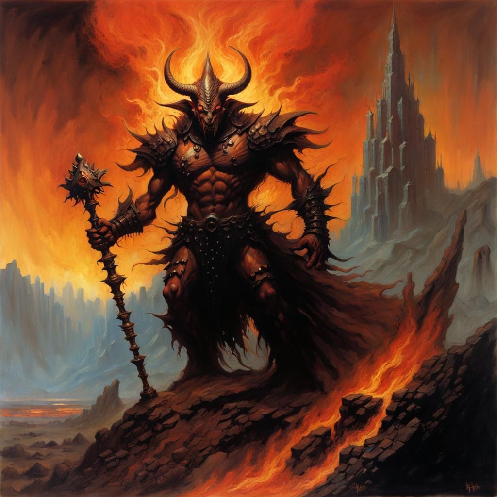 Fiery Elemental in Dark Fantasy Art Style