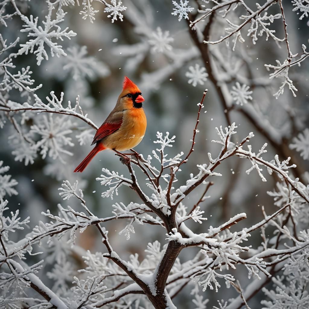 Ethereal Cardinal Wood Sculpture in Soft Light
